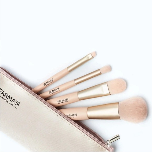 2/$15 NEW Farmasi Pink Makeup Brush 5 Piece Set with Bag - Picture 3 of 4